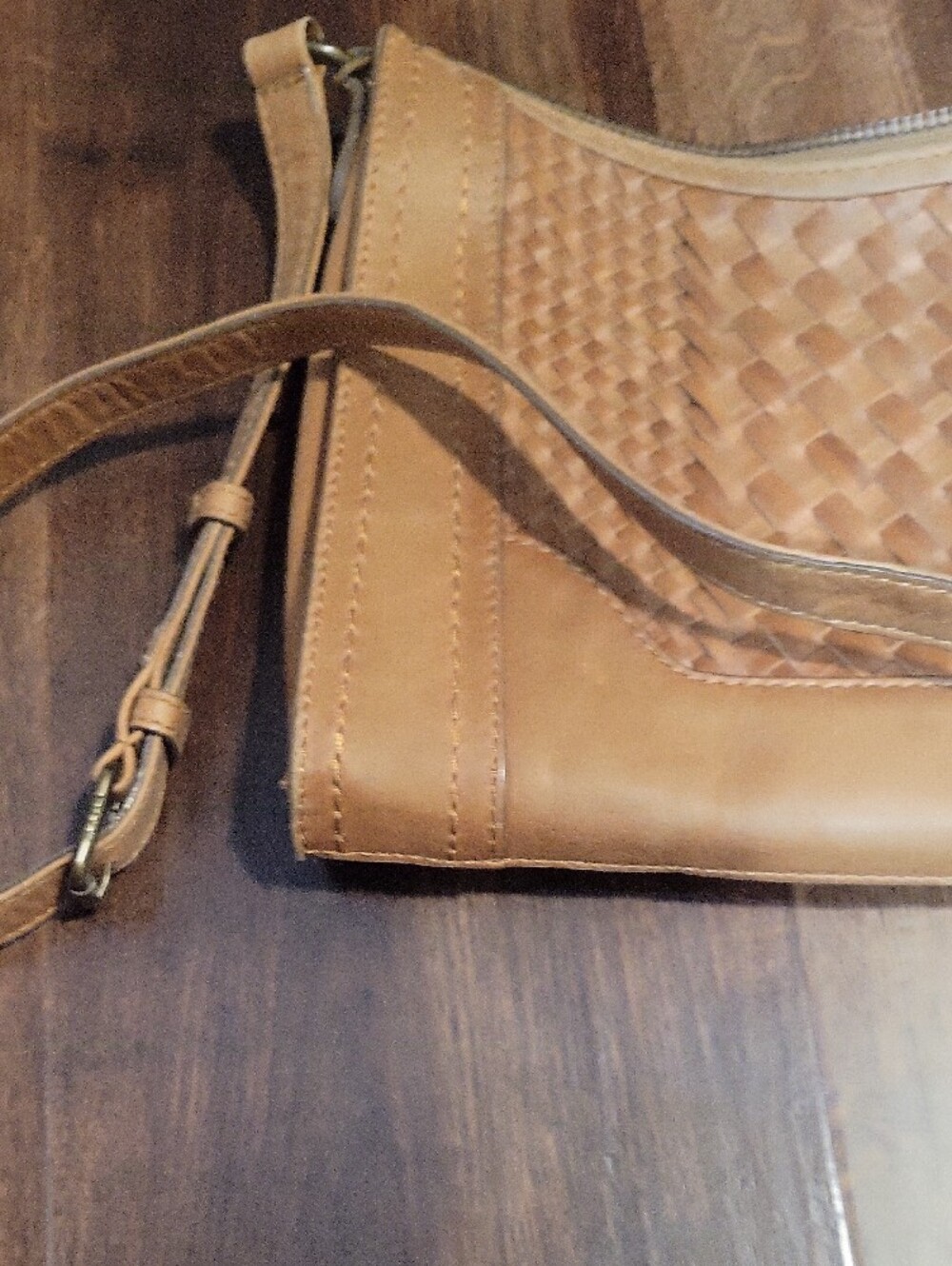 Frye Melissa Tan Woven Leather Crossbody Bag - Picture 6 of 9